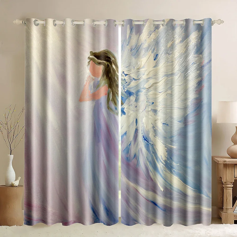 Ангел оконные шторы небо винтажная картина маслом стиль облако ангельский