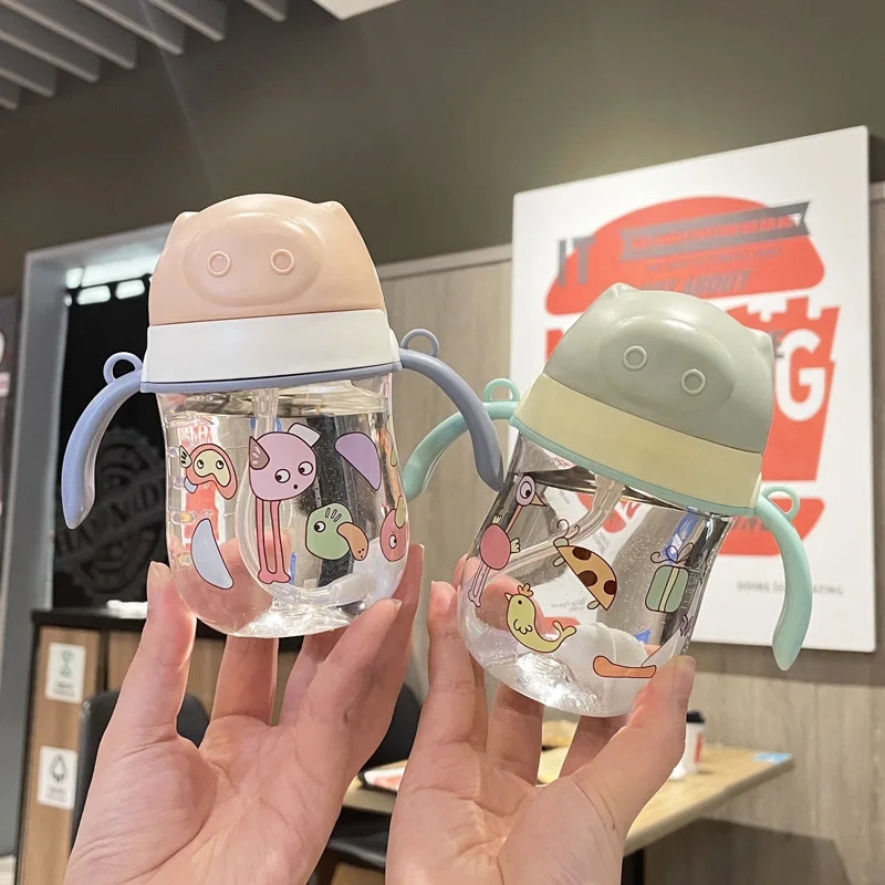 

280ml Baby Feeding Cup Sippy Cup Anti-Choke Straw Gravity Ball Water Bottle for Kids No BPA PC Portable Children's Water Bottle