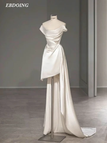 Новейшее свадебное платье Русалка Короткое для невесты декольте атласное с открытыми плечами на заказ большие размеры Vestidos De Novias