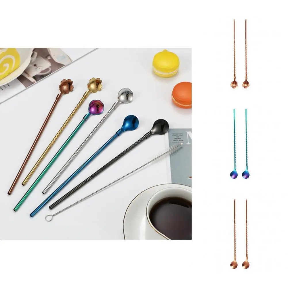 

Посуда 2 шт., прочная многоразовая ложка для бара, многофункциональная соломенная ложка, антикоррозийная для дома