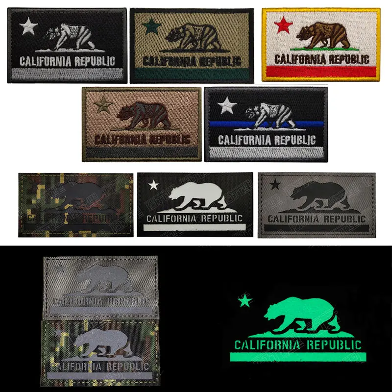 

USA California Reflective IR Fabric Armband Luminous Flag Hook and Loop Badge Backpack Patch Sticker Morale Badge Hat Patch