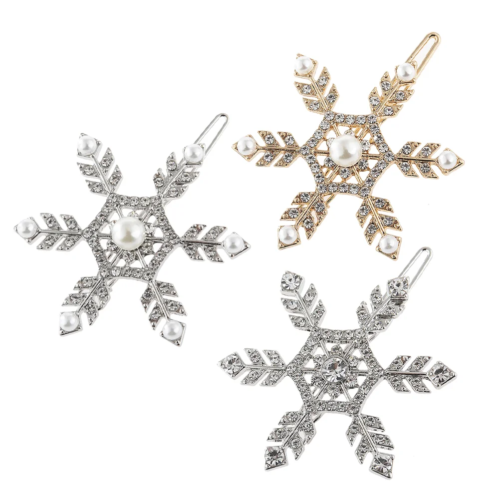 

3pcs Exquisite Snowflake Hairpins Snowflake Hair Clips Headdress