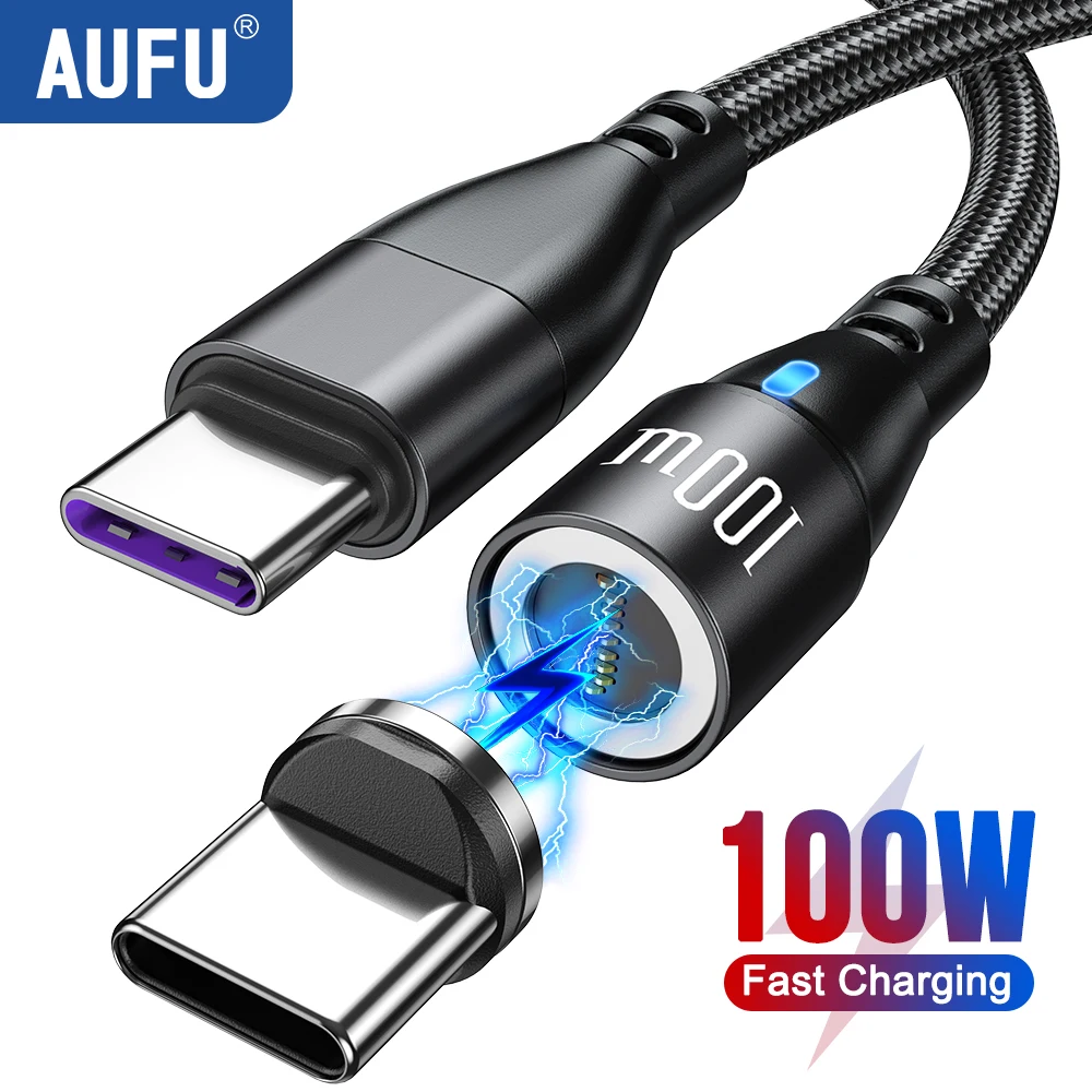 

AUFU 100W Magnetic USB Type C Cable For Macbook Huawei Xiaomi Samsung PD 27W Fast Charging Charger Cable Data Cord For iPhone 14