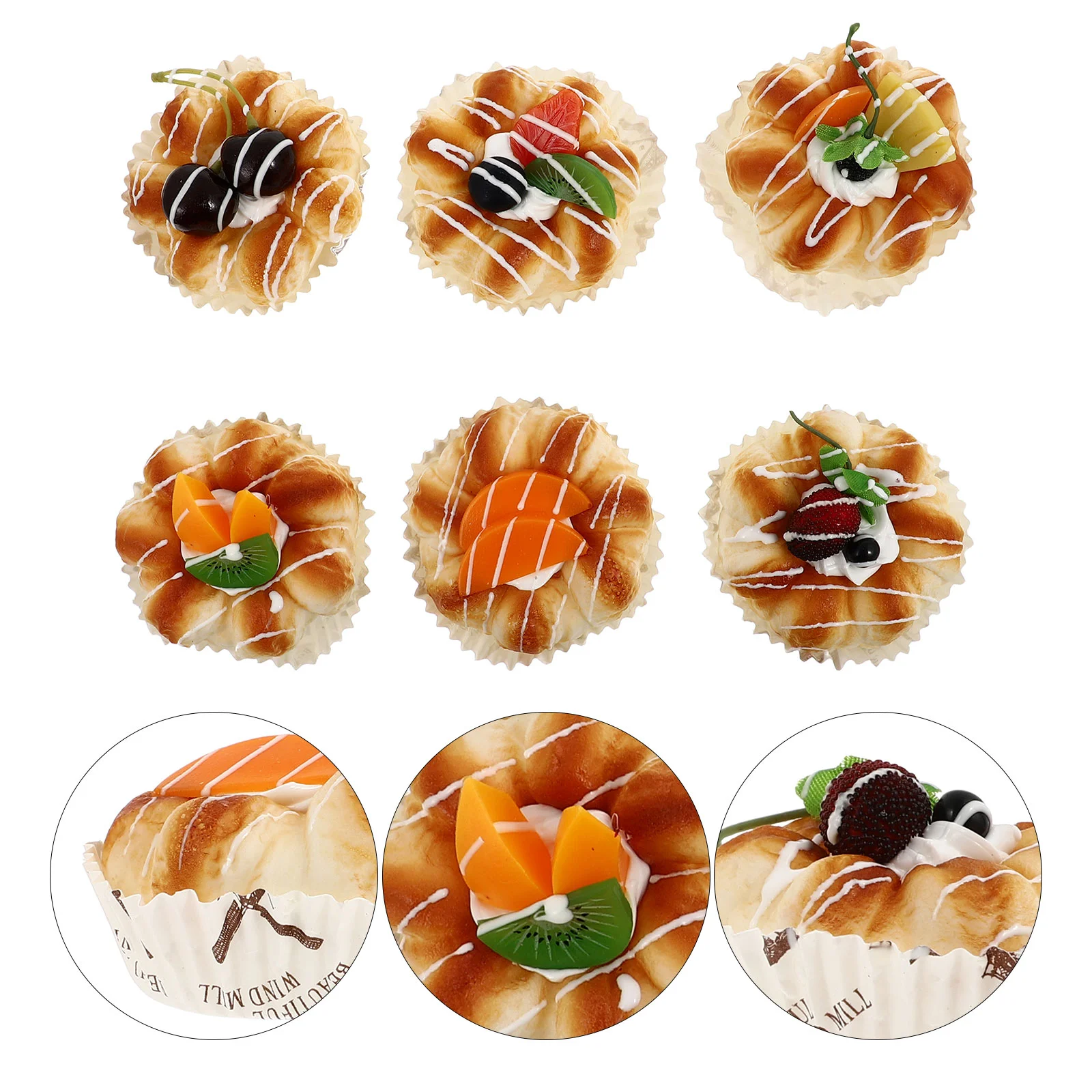 

6Pcs Funny Resin Bread Fridge Sticker Unique Showcase Decor Chic Photo Prop