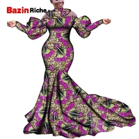 party clothing african women bazin fabric elegant lady dresses custom plus size danshiki print floor length dresses wy7500