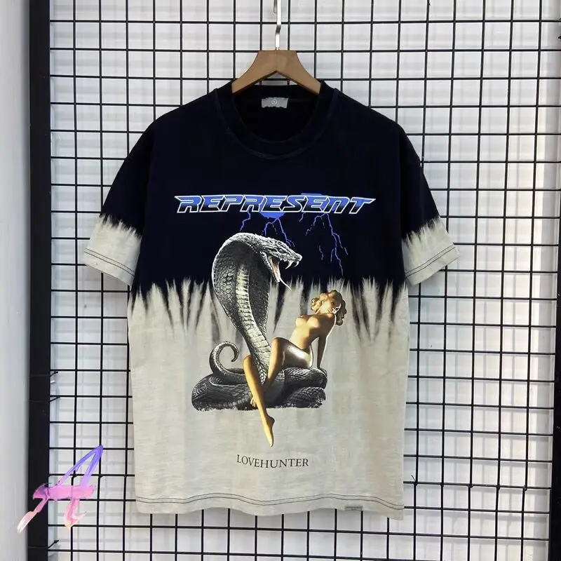 

Футболка Мужская/женская оверсайз с круглым вырезом и змеиным принтом