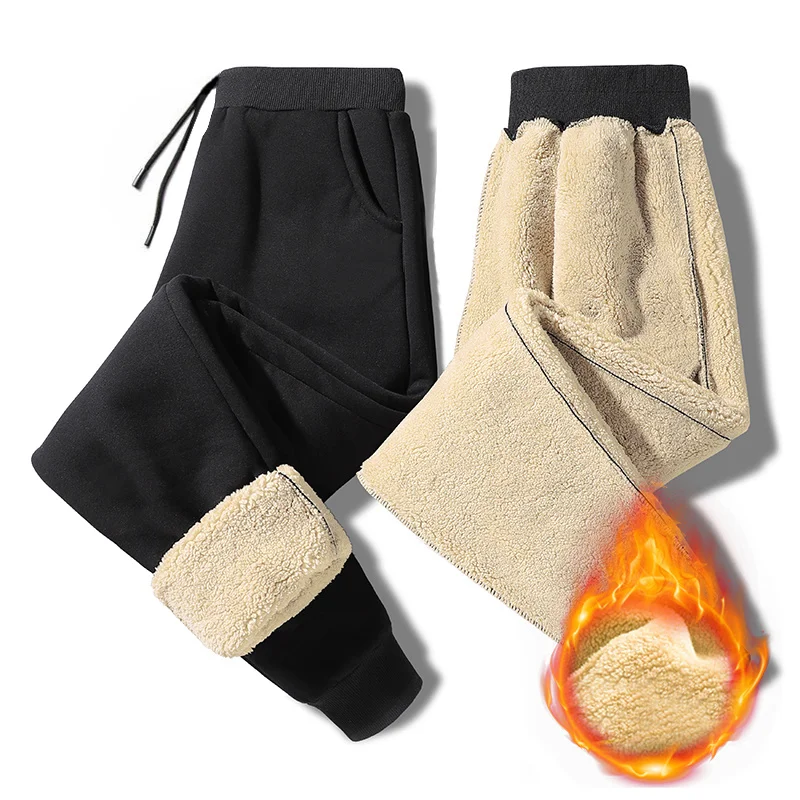

Winter Warm Thick Fleece Pants Men Joggers 2022 New Lambswool Casual Cotton Plush Sweatpants Male Heavy Black Fashion Trousers