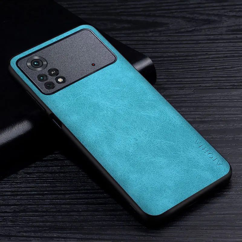 premium pu leathe phone case for xiaomi poco x4 pro nfc 5g scratch resistant solid color cover for xiaomi poco m4 pro 5g case free global shipping