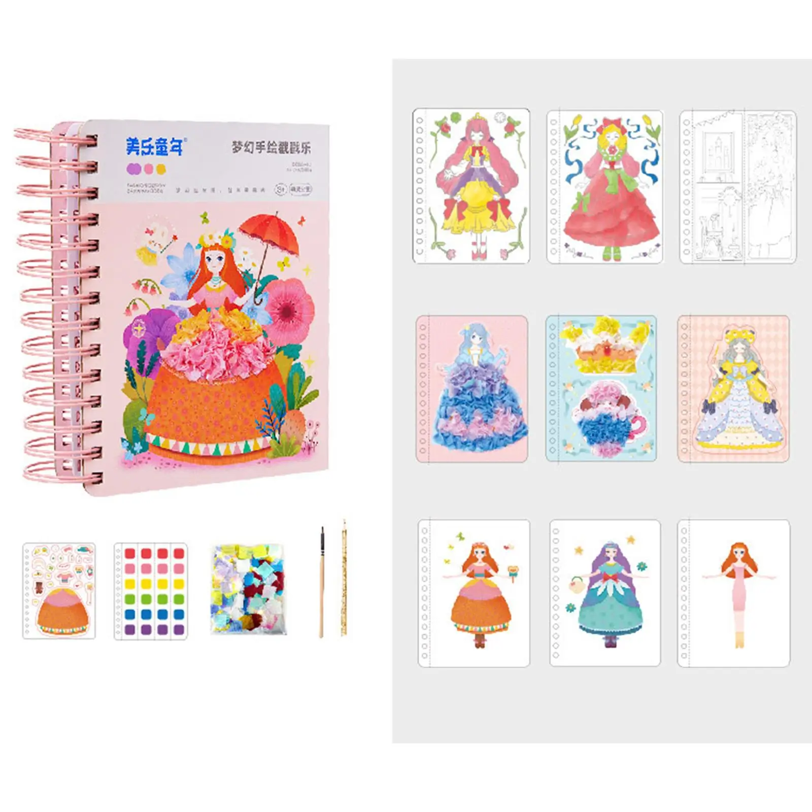 

Dress up Sticker Book Girls DIY Gifts Princess Create Designs Colouring Fashion Arts Sticker Books for Travel Ages 4, 5, 6, 7