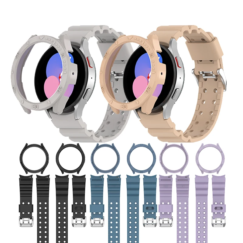 

For Silicone Strap Band For Samsung Galaxy Watch 5 Pro Watch 4 Classic 20mm Watchband Scale Case