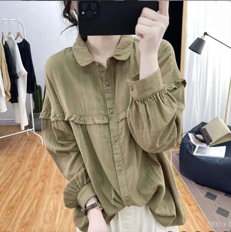 Рубашки женские винтажные с отложным воротником рабочая женская рубашка Ulzzang Sweet