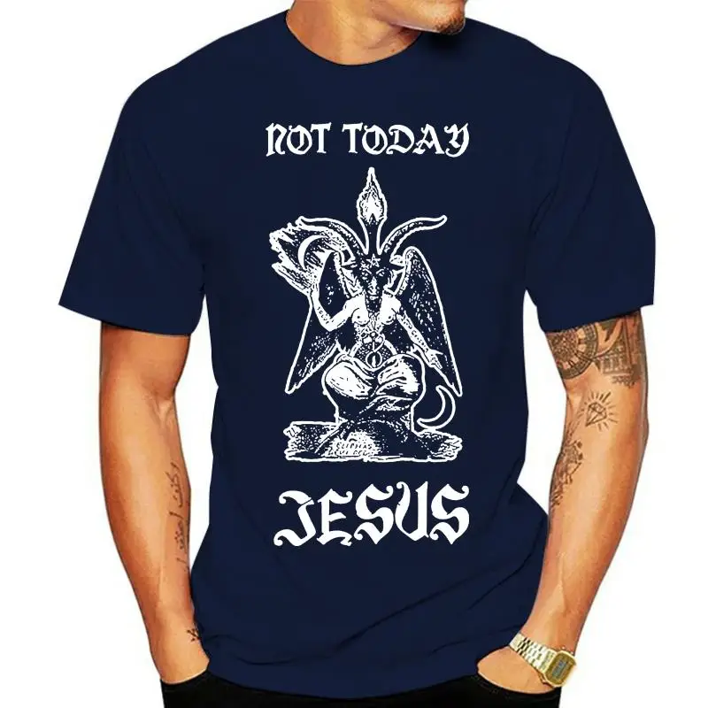 

Мужская футболка с принтом сатана, не сегодня, с Иисусом, черная хлопковая футболка, футболка для 20-го, 30-го, 40-го, 50-го дня рождения