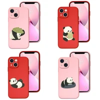 cute panda phone case red pink for apple iphone 12 pro 13 11 pro max mini xs x xr 7 8 6 6s plus se 2020 shockproof cover