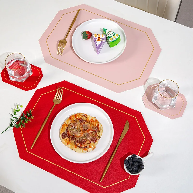 

Creative Nordic Style Ins Leather Meal Pad Waterproof And Oil Proof Western Food Heat Insulation Pad Household Bowl Pad Cup Pad