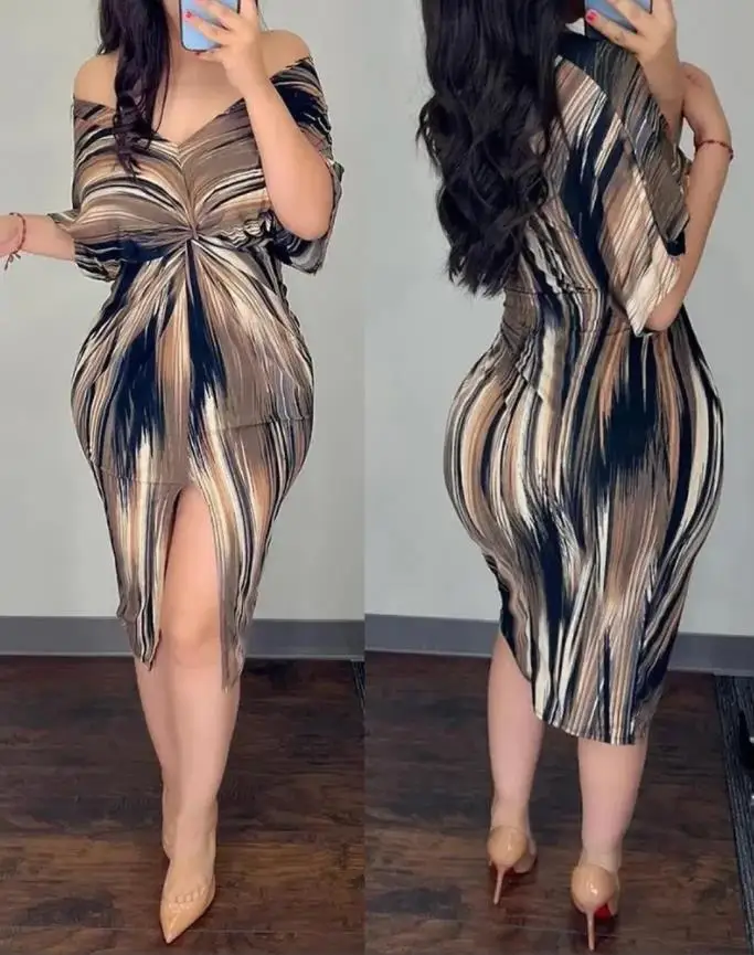 Abstract Print Dresses for Women Summer 2022 New Elegant Party Dress Sexy...