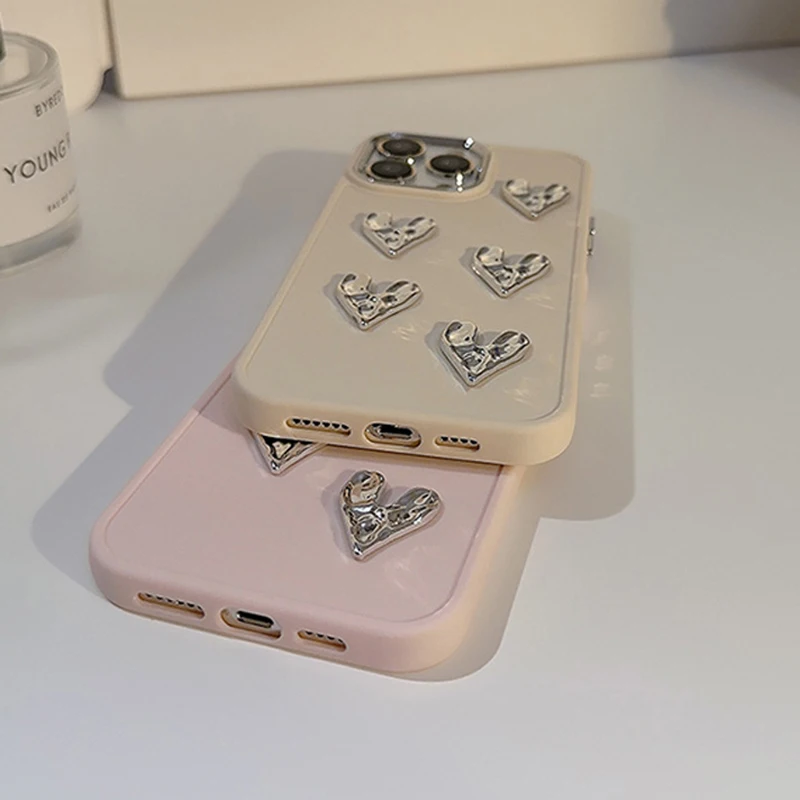 Корейский 3D чехол для iPhone 15 14 13 12 11 Pro Max Plus Mini металлический защитный девочек