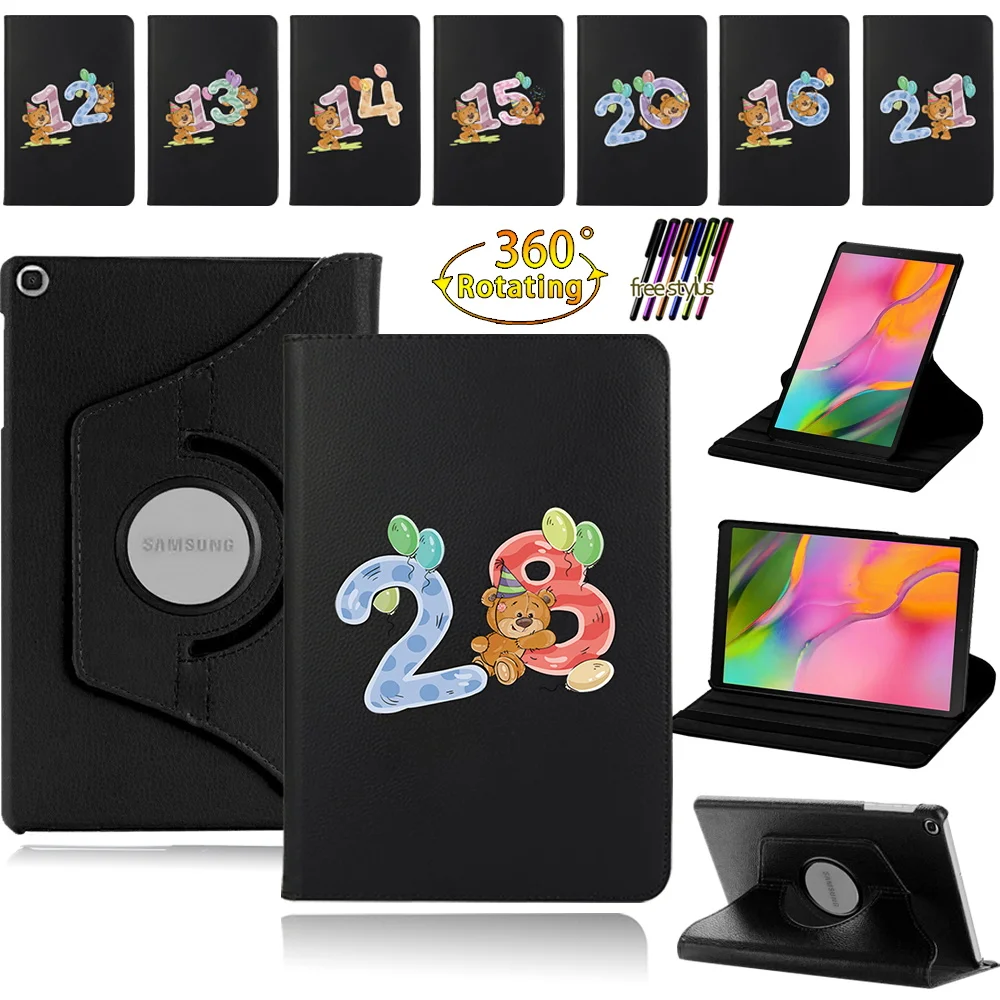 

360 Rotating Tablet Case for Samsung Galaxy Tab A 10.1" 2019 T510 T515/Tab S6 Lite P610 Lucky Number Pattern Stand Cover Shell