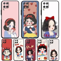 pretty snow white princess phone case for samsung a32 a52 a52s a72 a02 a22 a03 a02s a03s a13 a53 a73 a23 a13 4g 5g lite black