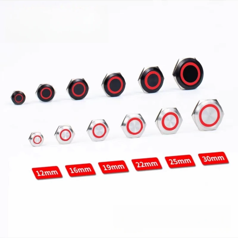 Водонепроницаемый металлический кнопочный мини-переключатель 12/16/19/22/25/28/30 мм