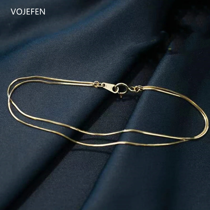 

VOJEFEN New 18K Gold Bracelets For Women AU750 Golden Snake Chains Fashion Original Bangles Luxury Hand Bracelet Jewellery Trend