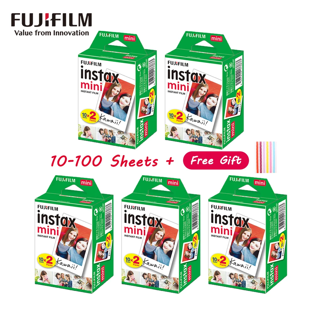 

Fujifilm Instax Mini Film White Edge 10 to 100 Sheets of Film Photo Paper For FUJI Instant Photo Camera Mini 11 Mini 9 8 7s 70