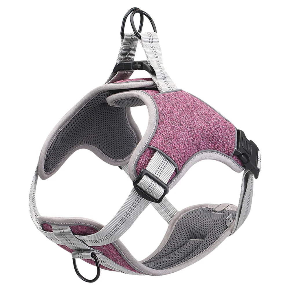 

Adjustable Pet Harness Breathable Dog Chest Straps Vest Type Pet Chest Back Reflective No-Pull Dog Harness (Purple Size)