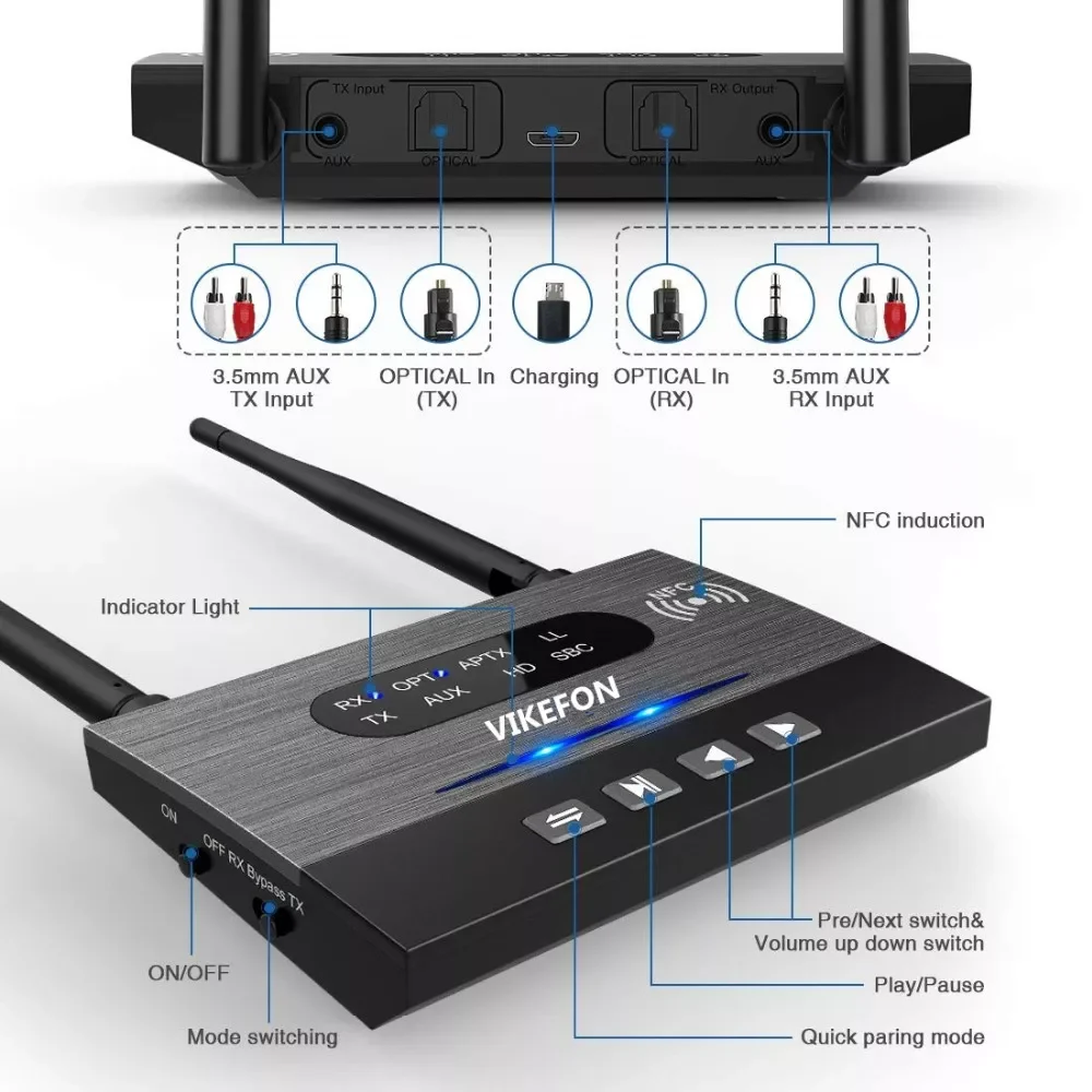 

for Car TV PC80M CSR8675 Aptx Low Latency HD Bluetooth 5.0 Audio Transmitter Receiver SPDIF 3.5mm 3.5 AUX RCA Wireless Adapter