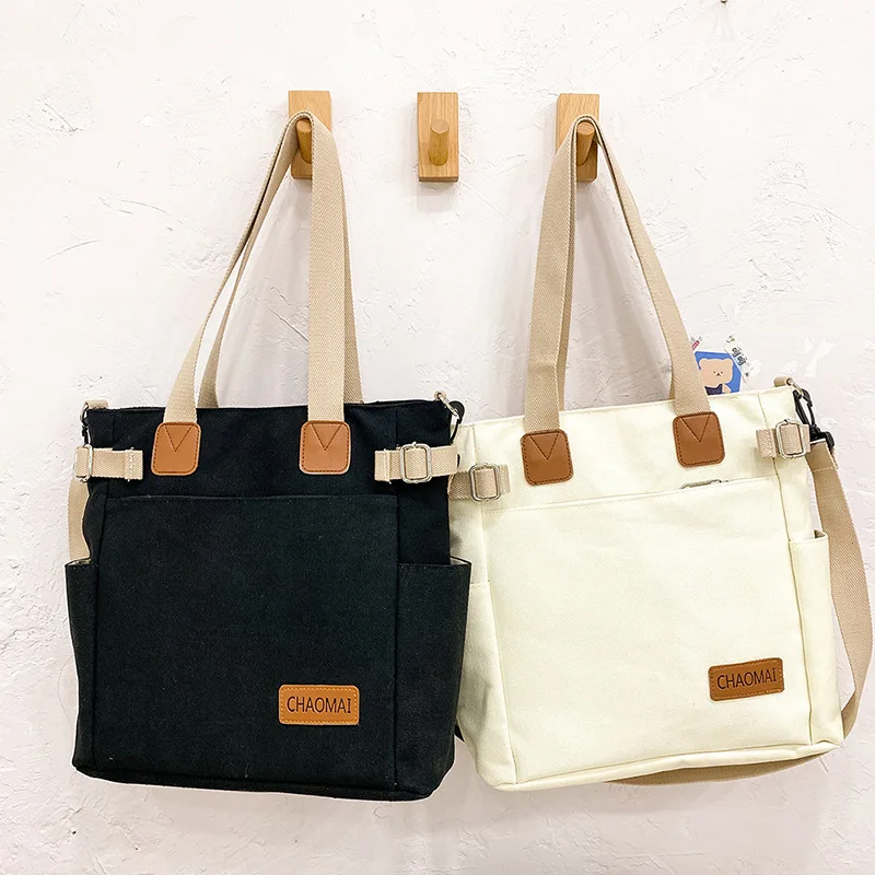 

Large Canvas Shoulder Crossbody Bag for Women 2022 Casual Girl Student Tote Messenger Book Bags Fashion Cotton Cloth Handbags