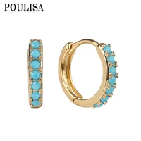 poulisa trendy hoop earrings for women anniversary gift geometric blue cubic zirconia circle piercing earring fashion jewelry