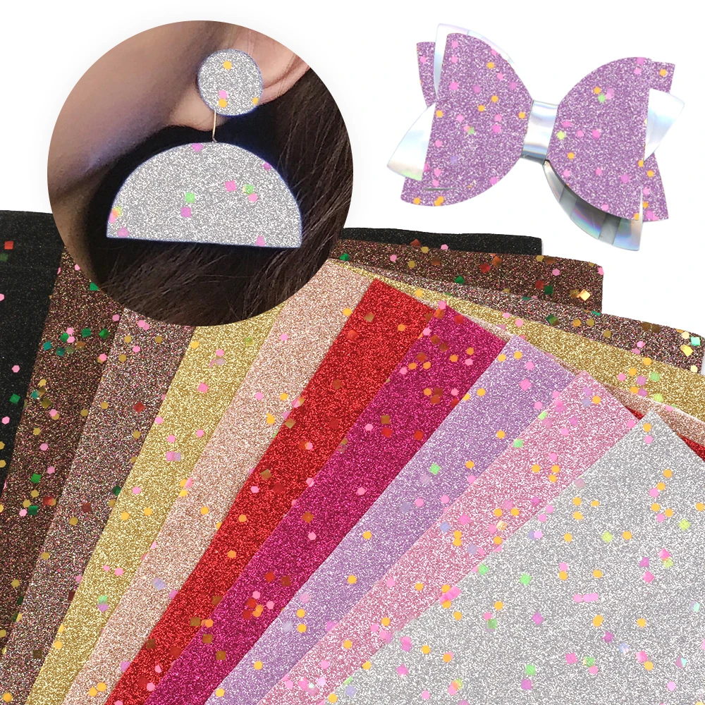 20*33cm/30*140 Fine Glitter Sequins Synthetic Leather Faux Leather Sheet For Bow Earring Bag Gift Decor Handmade Materials Vinyl