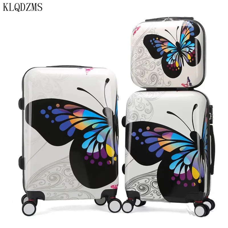 KLQDZMS 20/24/28inch ABS New Universal Cosmetic Bag Rolling Luggage Set Spinner Suitcase with Wheels Trolley Bag