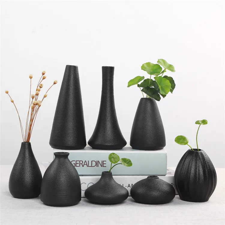 Classic black porcelain vase ceramic home office desktop decoration crafts style DIY vase gift CY52609