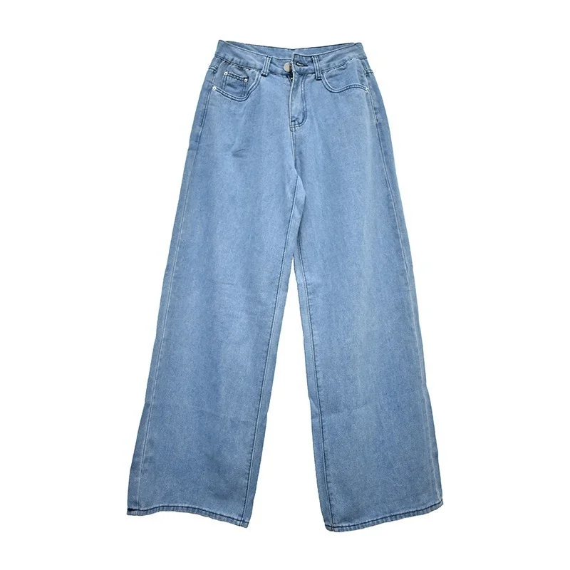 Fashion Loose Long Length Streetwear Female Pants Korean Style Women Denim Boot Cut Wide Leg Trousers Boots Casual Solid Jeans