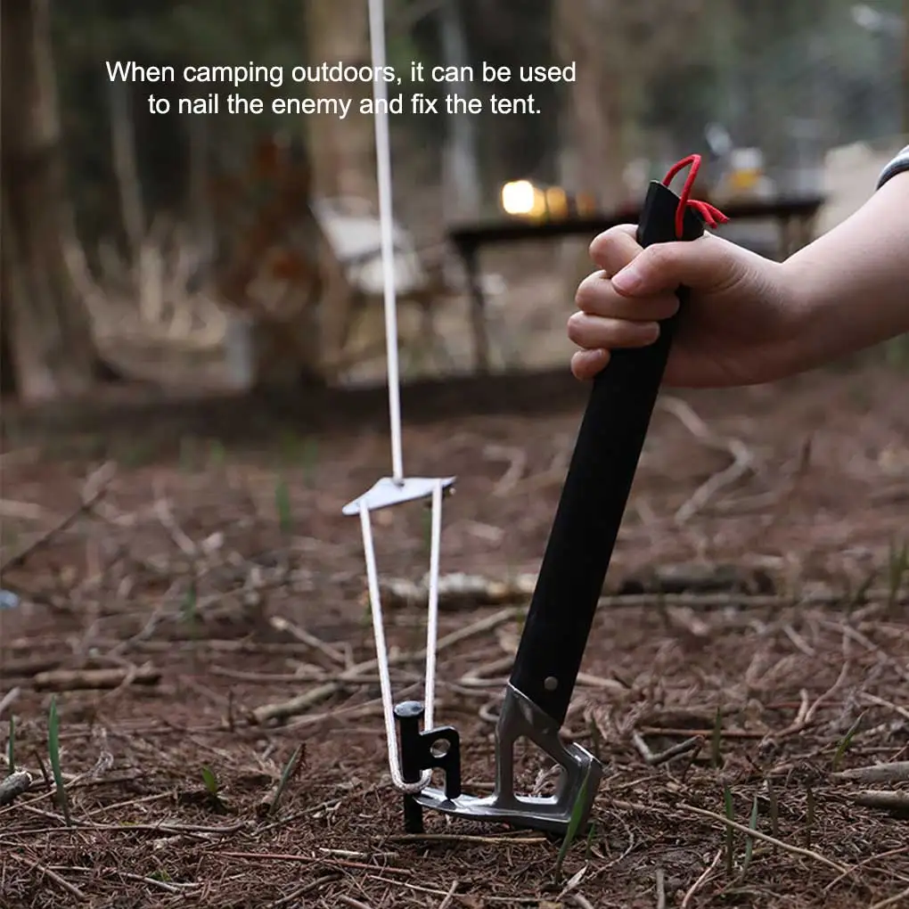 

Tent Hammer Nail Puller Camping Tools Stainless Steel Rustproof Long Handle