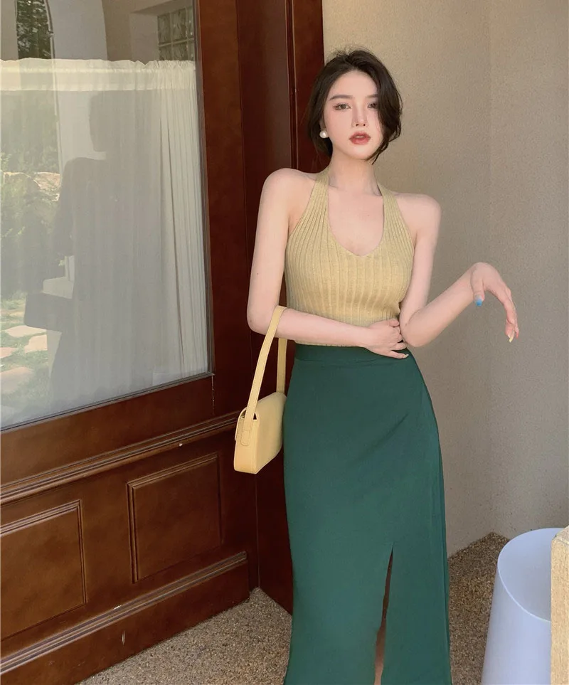 

Женский трикотажный жилет знаменитости hafter, летний топ без рукавов, облегающая короткая рубашка, повседневный укороченный топ Y2k, 2023