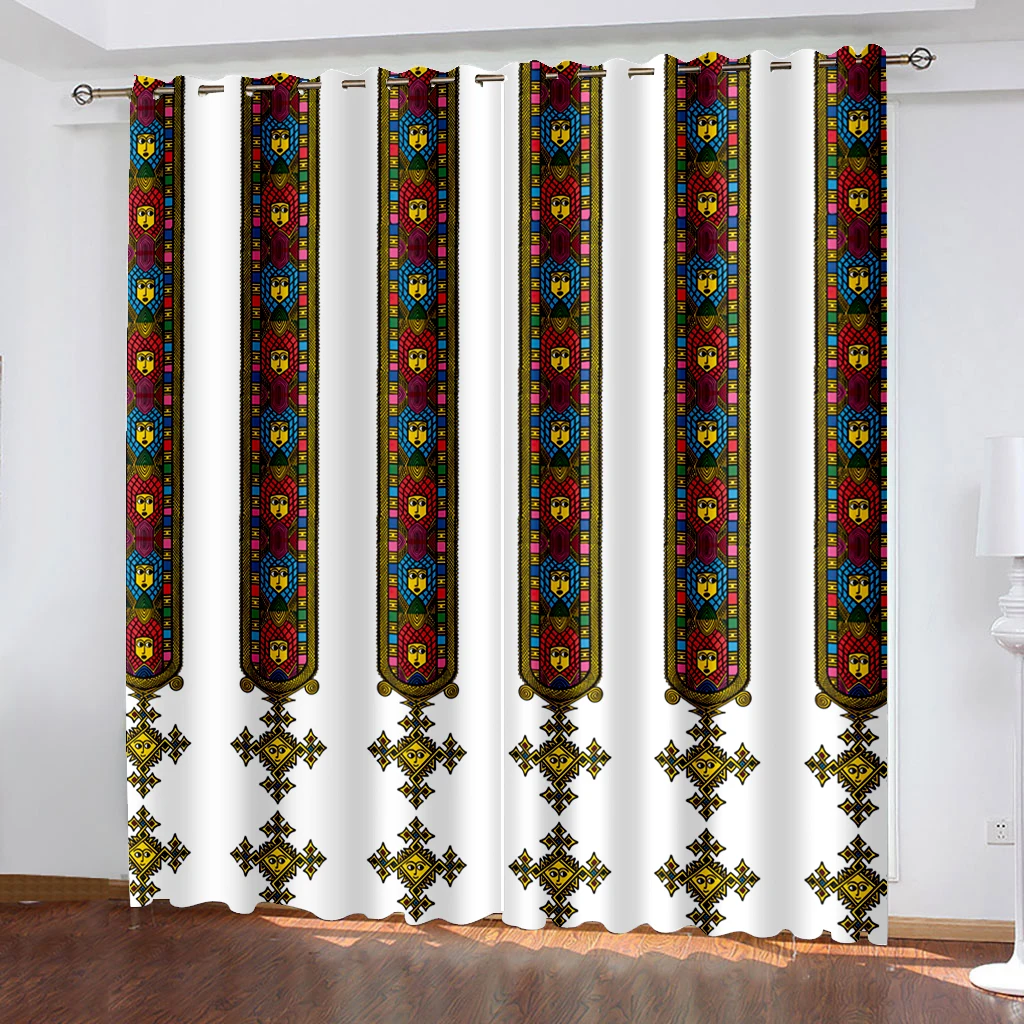 

Strip Ethiopian Traditional Cortinas Room Decor Curtains for Living Room Bedroom Luxury Window Curtain Rideau Pour Le Salon ستائ