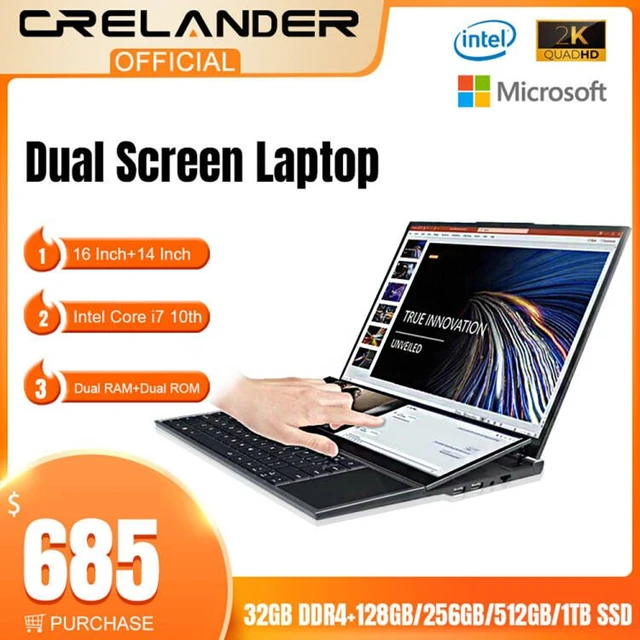 New Arrivals Dual Screen Laptop Core i7 10th Generation Touch Screen Gaming Laptop PC Portable Notebook Computer Crelander