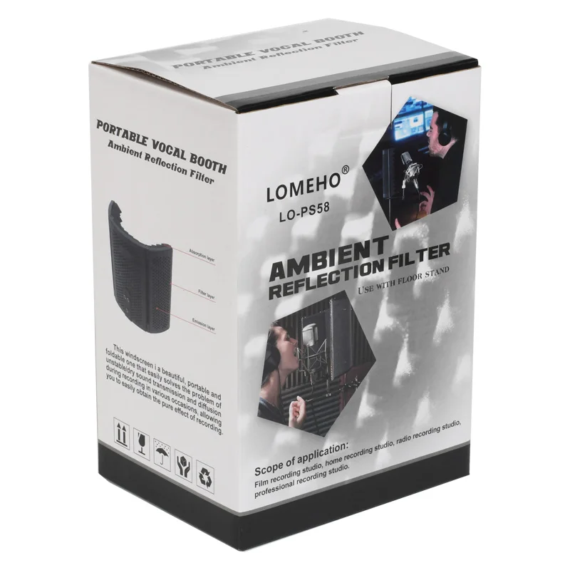 Mini 3 Panels Isolation Microphone Shield Plastic Portable Windscreen for Condenser Mic to Reduce Noise LO-PS58