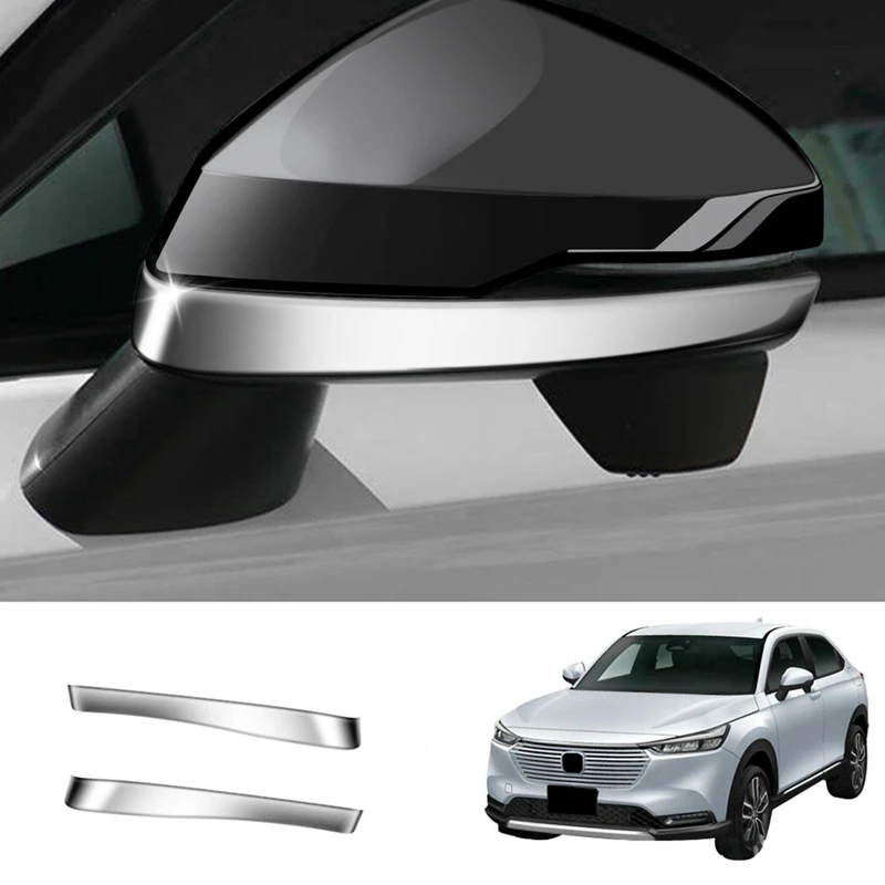 

1Pair ABS Chrome Side Rearview Mirror Strip Cover Trims Sticker For Honda HRV HR-V Vezel 2021 2022 RHD