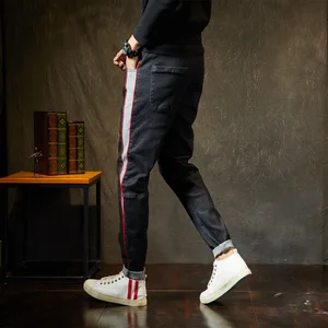 Мужские мешковатые джинсы Fat Guy, новинка сезона осень 2022, мужские свободные эластичные джинсовые брюки большого размера, мужские джинсовые брюки с боковыми вставками в стиле пэчворк, 4XL, 5XL, 6XL