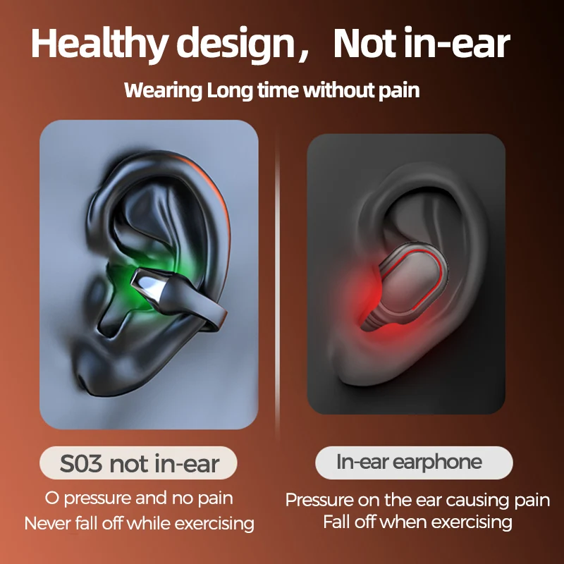 2022 NEW Bone Conduction Earphone Bluetooth 5.2 Ear Clip on Ear Earring Wireless Headphones Sports Headsets Ear Hook with Mic enlarge