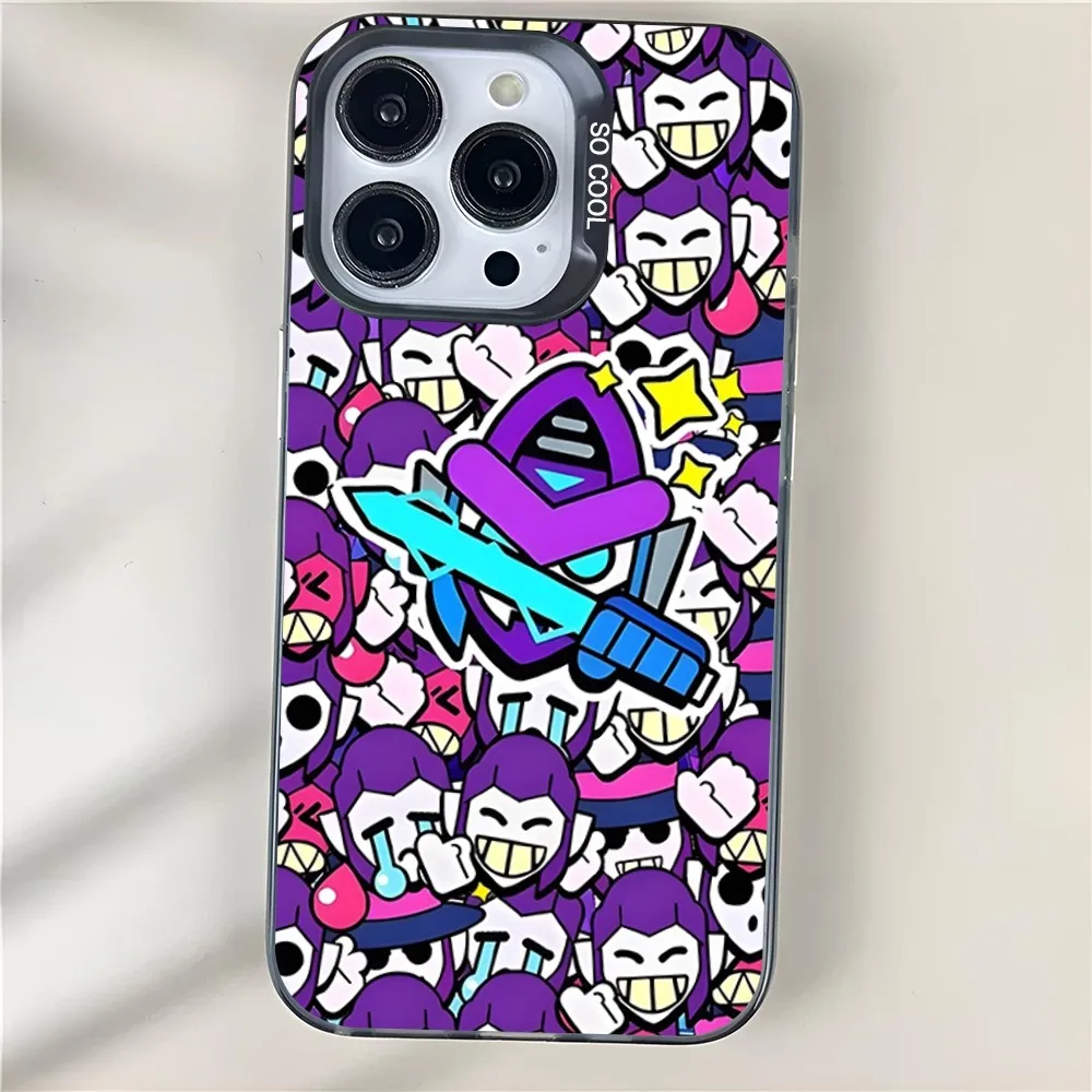 B-BrawlES S-StarsES чехол для телефона магнитный матовый цветной серебристый iPhone 15 14 13 12 11