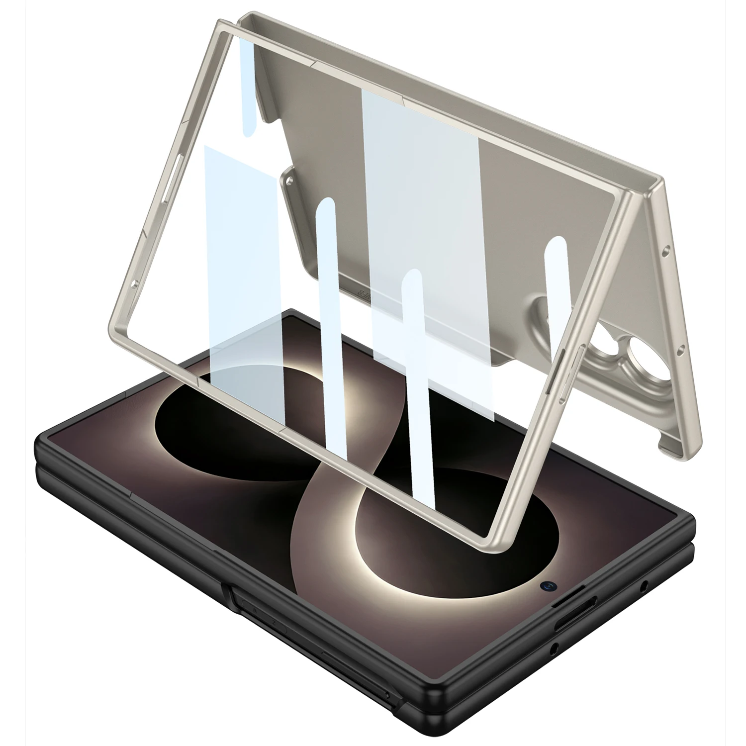 Фото Чехол для Samsung Galaxy Z Fold 8 с эффектом металлического покрытия, широкий защитный чехол с передней пленкой, задняя крышка для мобильного телефона с эффектом металла. №5