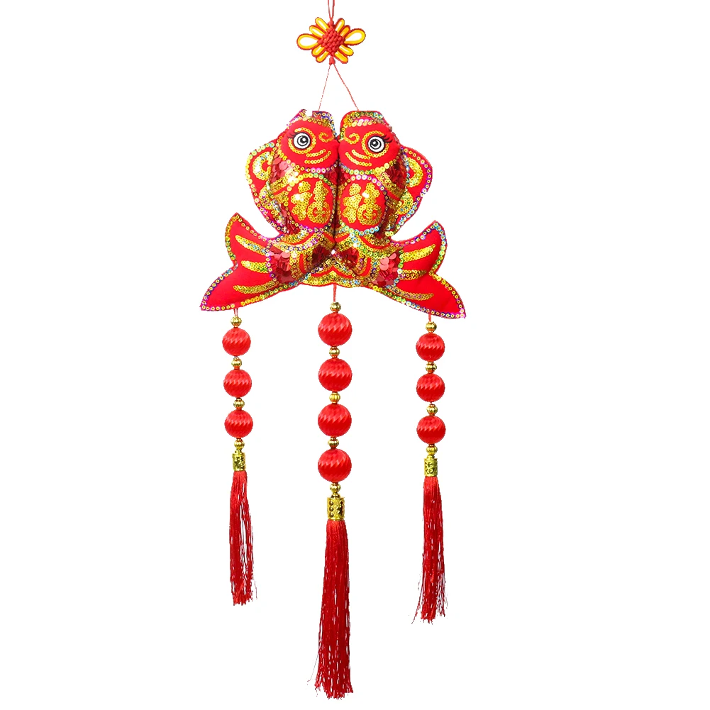 

Spring Festival Party Decor Koi Carp Fish Nail Sequins Red Lantern Chinese Knot Tassel Pendant Mascot Wedding Hanging Ornament