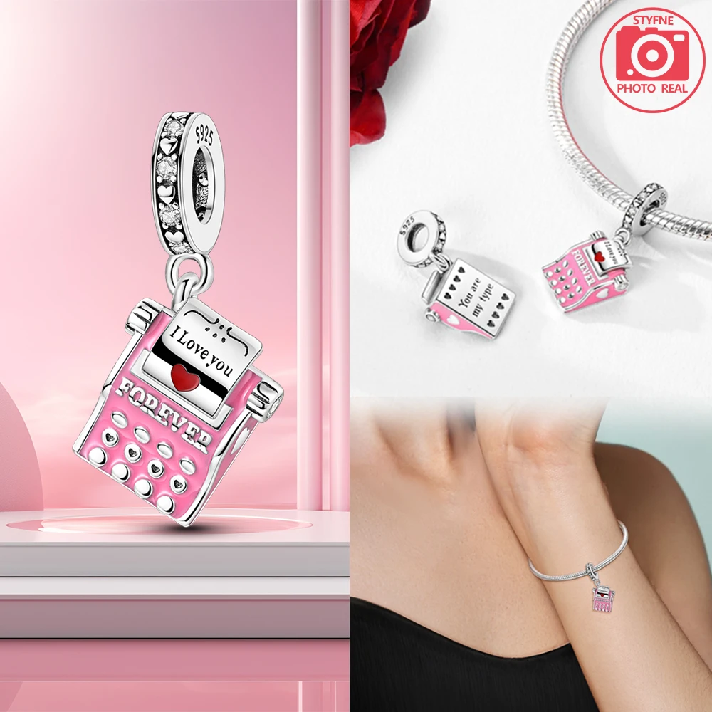 Подвеска-подвеска из стерлингового серебра 925 пробы с любовью пишущей машинкой