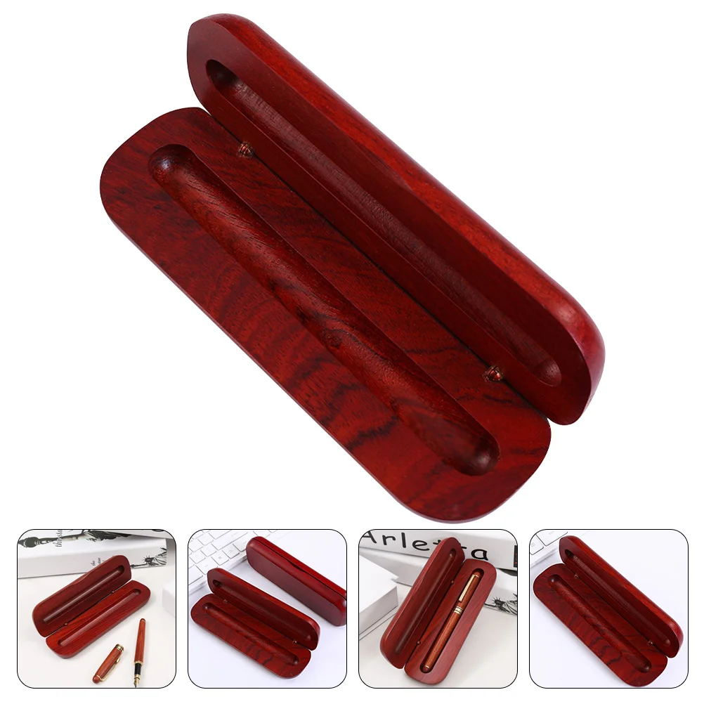 

Woodencase Pen Box Organizer Stationery Storage Studentsdispenser Classroom Sketching Single Display Fountainhinged Lid