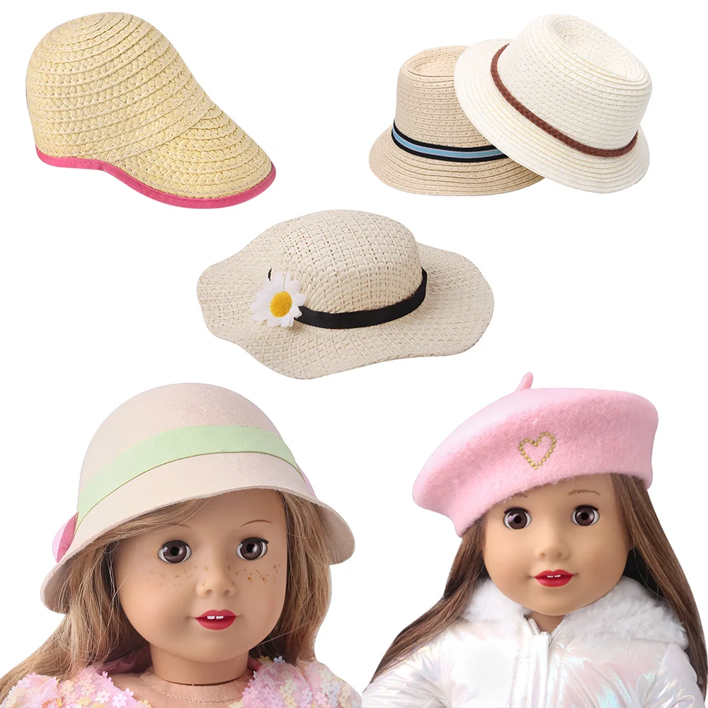 Kawaii Summer Braided Sun Hat Fits 43cm Boys American Doll 1