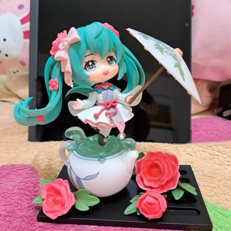 

Hatsune Miku In Stock Original Qincang Figure Nendoroid Flower Weaving And Raining 10cm Anime Figurine Model Toys For Girls Gift