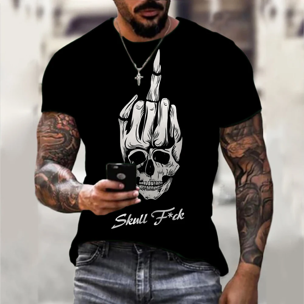 

Men T-shirt Exotic T-shirts Original Man Oversized 6XL Men's Rock Style Clothing Horror O-neck T-Shirt Summer 2022 Skull T-Shirt