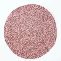 jute rug 100 natural braided style 3x3 feet reversible vintage look classic pink round rug